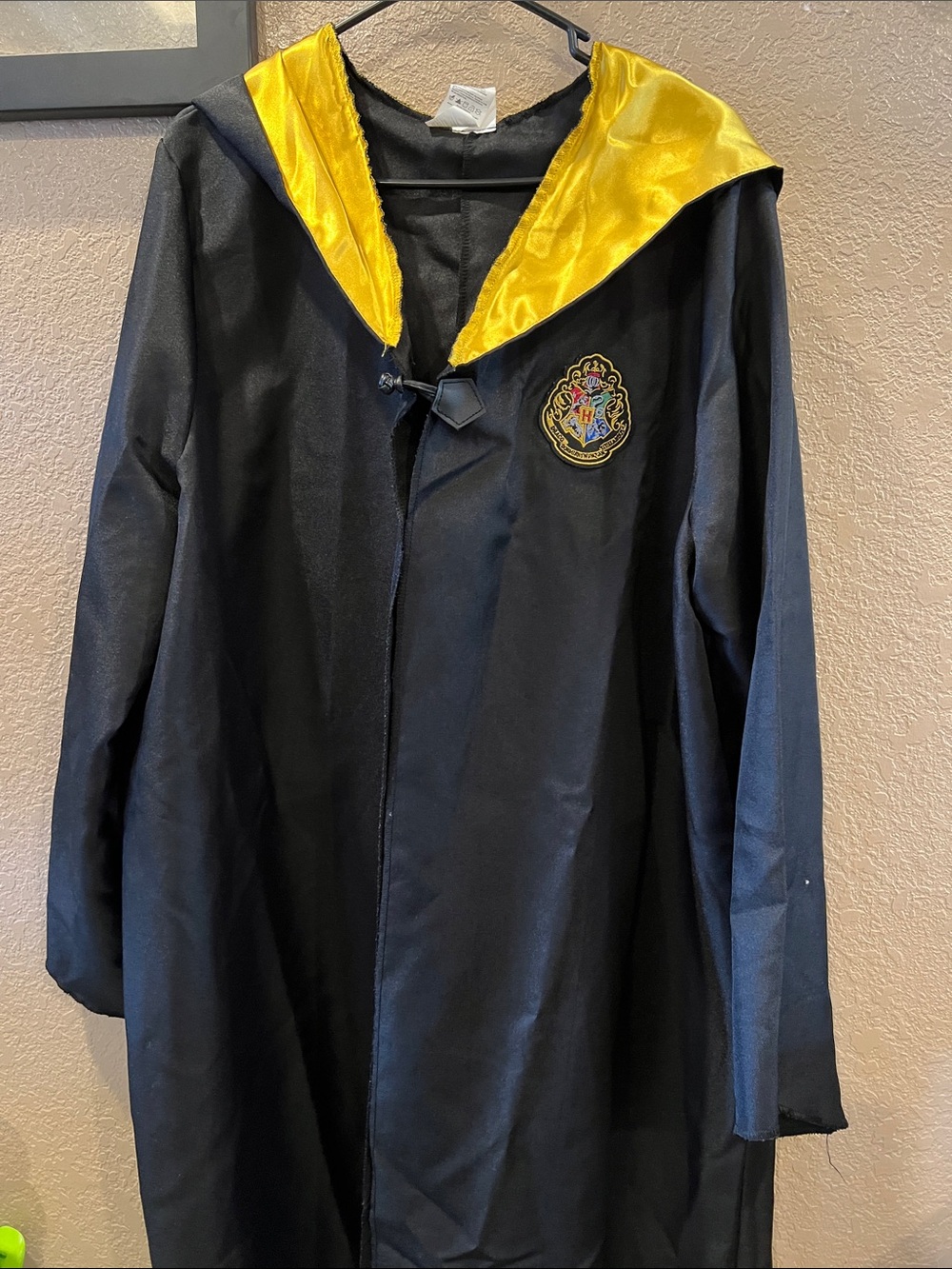 Harry Potter Black Hooded Cape with Yellow Lining